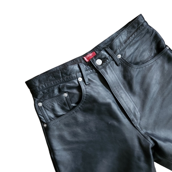 Levi's Lot 53 Black Leather Pants Roswell Collection Rare - Picture 8 of 16